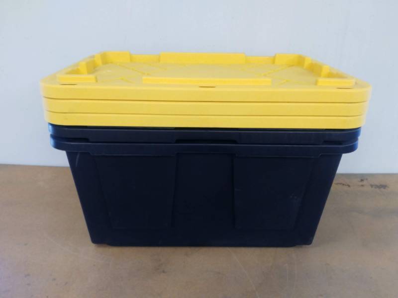 lot 14 image: 3 Pack NEW 27 Gallon Professional Grade Storage Bin 3 Pack