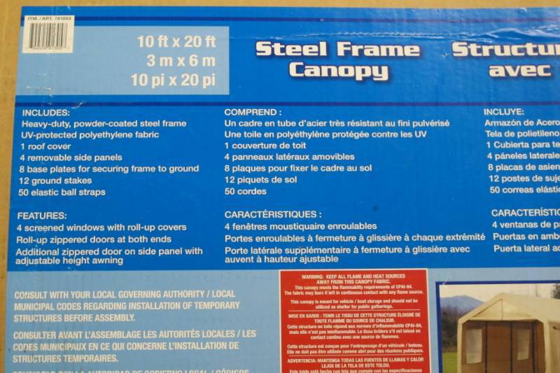 lot 38 image: 10 x 20 Steel Frame Canopy With Side Walls - Beige