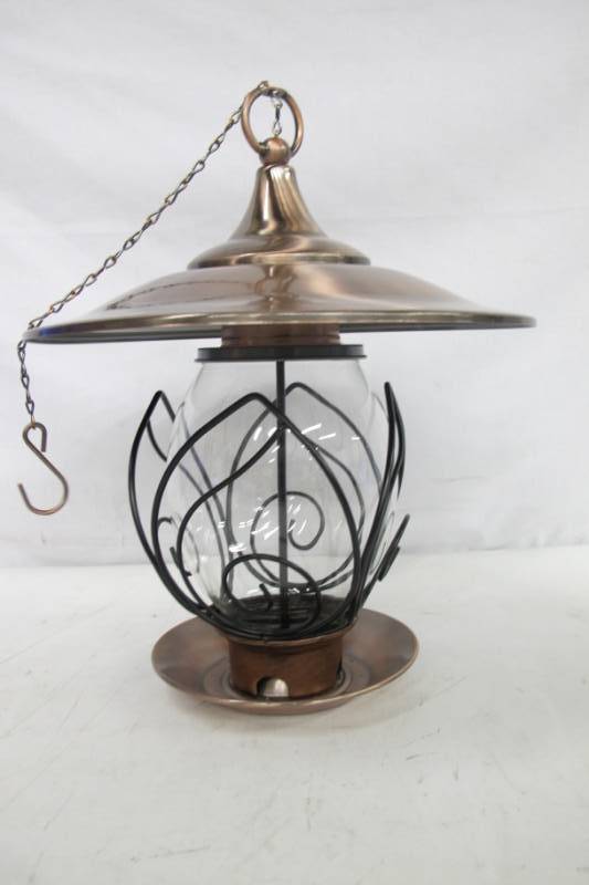 lot 100 image: stylecraft tulip bird feeder Steel Constrction  Glas Bowl