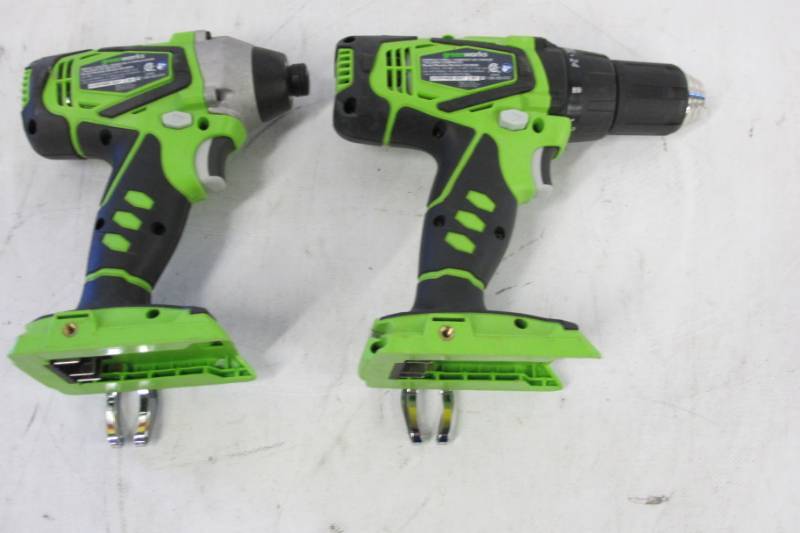lot 78 image: Greenworks CK24B220 24V Lithium MAX Drill Driver  Impact Driver Combo Kit - No BatteriesCharger
