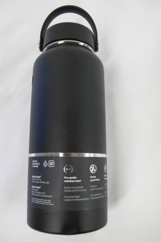 lot 109 image: Hydro Flask 32 oz. Wide Mouth Insulated Stainless Steel Water Bottle - Black NEW