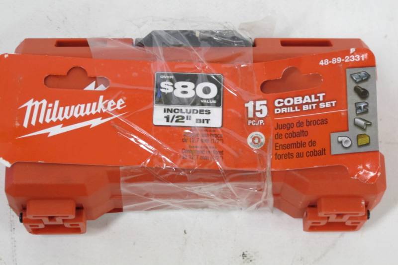 lot 101 image: Milwaukee Cobalt Drill Bit Set (15-Piece) - 1 missing, 1 broken (13 bits)