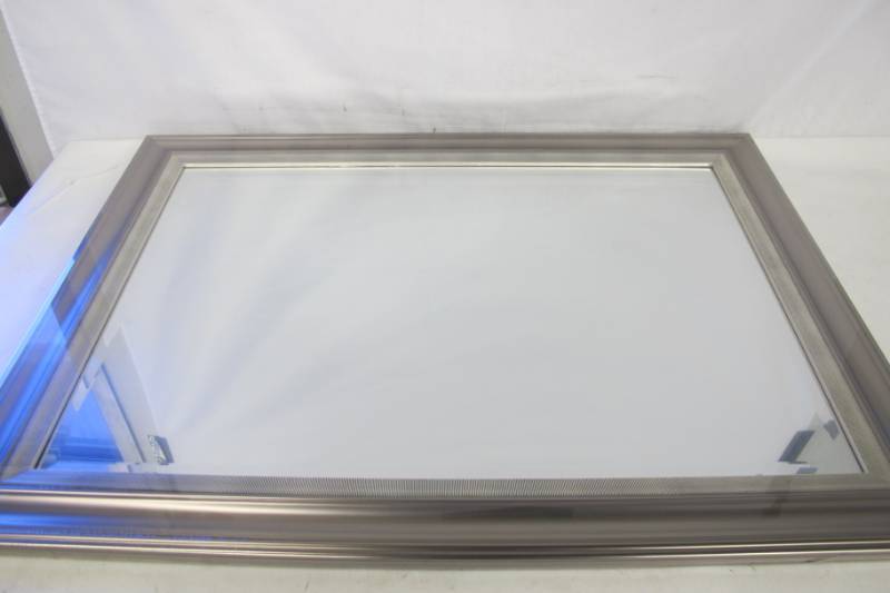 lot 107 image: Bretton 39.87 in. H x 29.87 in. W Rectangular Framed Mirror in Silver