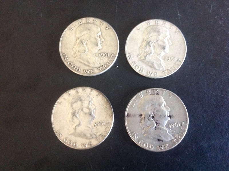 4 - 1961 Franklin Half Dollars