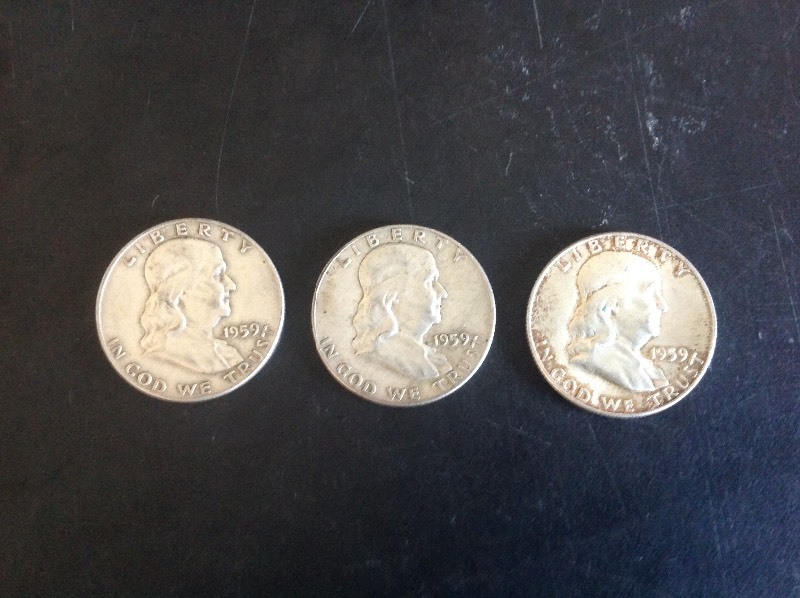 3 - 1959 Franklin Half Dollars
