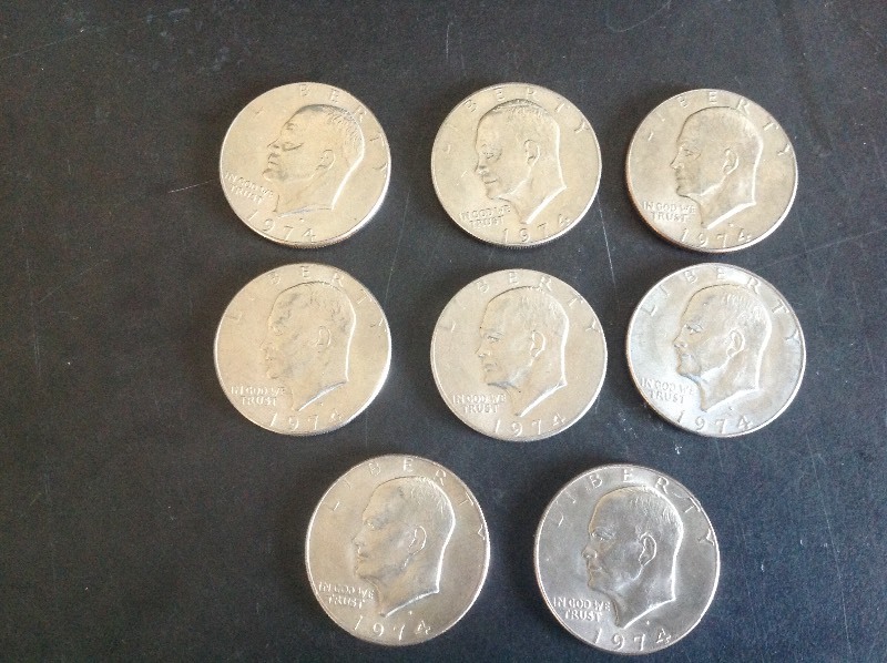 8 - 1974 Eisenhower Dollars