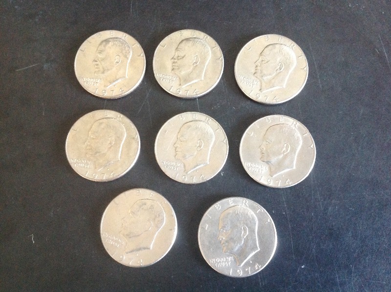 8 - 1974 Eisenhower Dollars
