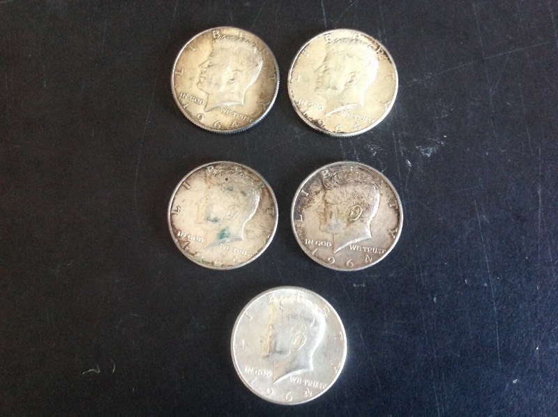 5 - 1964 Kennedy Half Dollars