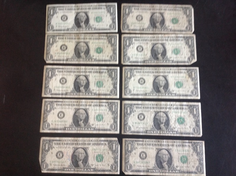 10 - 1963 Series B Joseph W Barr Dollar Bills