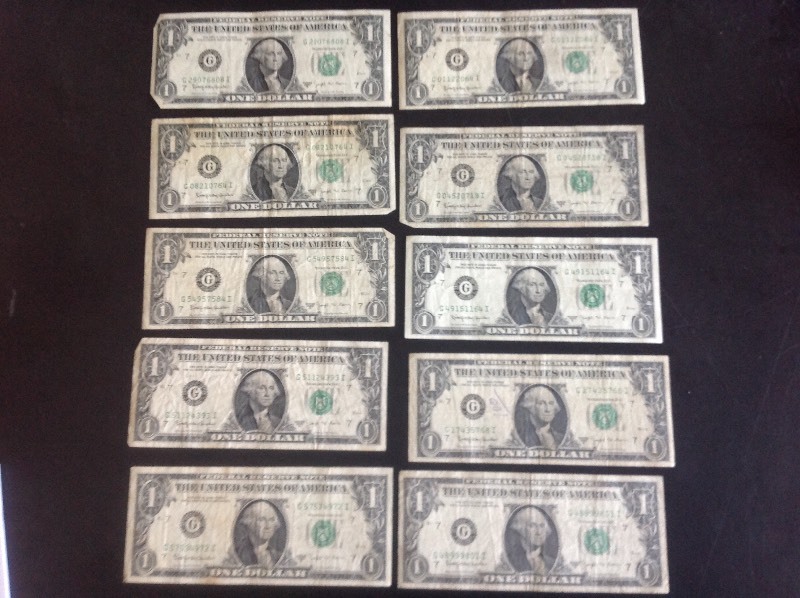 10 - 1963 Series B Joseph W Barr Dollar Bills