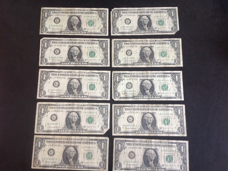 10 - 1963 Series B Joseph W Barr Dollar Bills