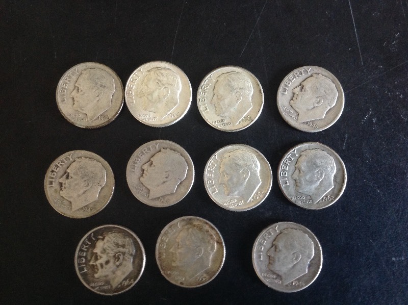11 - Roosevelt Dimes 90% Silver