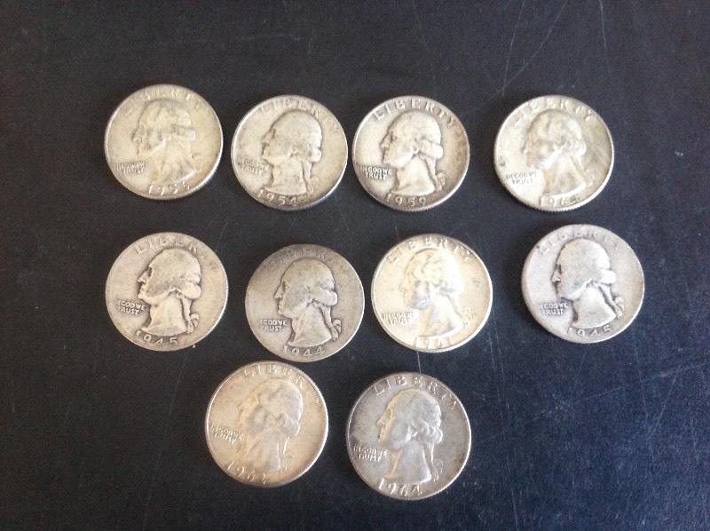 10 - Washington Quarters 90% Silver