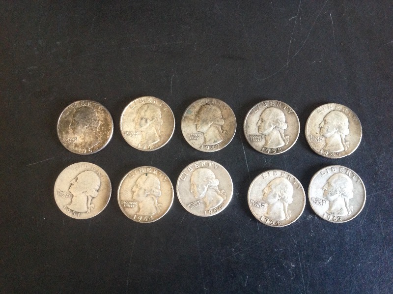 10 - Washington Quarters 90% Silver