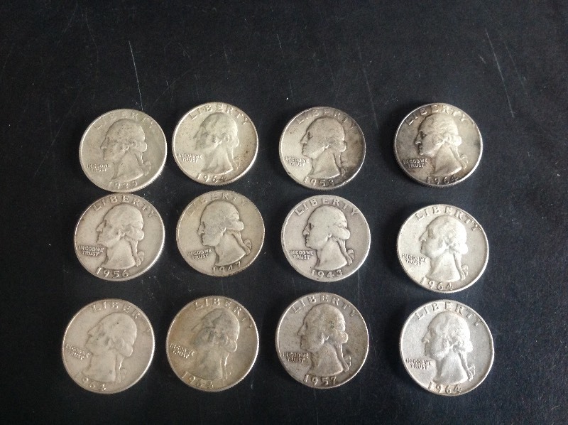 12 - Washington Quarters 90% Silver