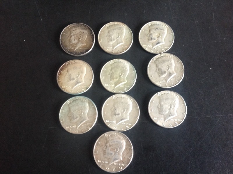 10 - Kennedy Half Dollars 40% Silver