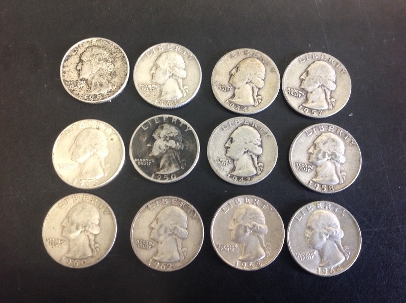 12 - Washington Quarters 90% Silver