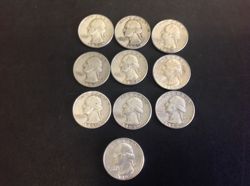 10 - Washington Quarters 90% Silver