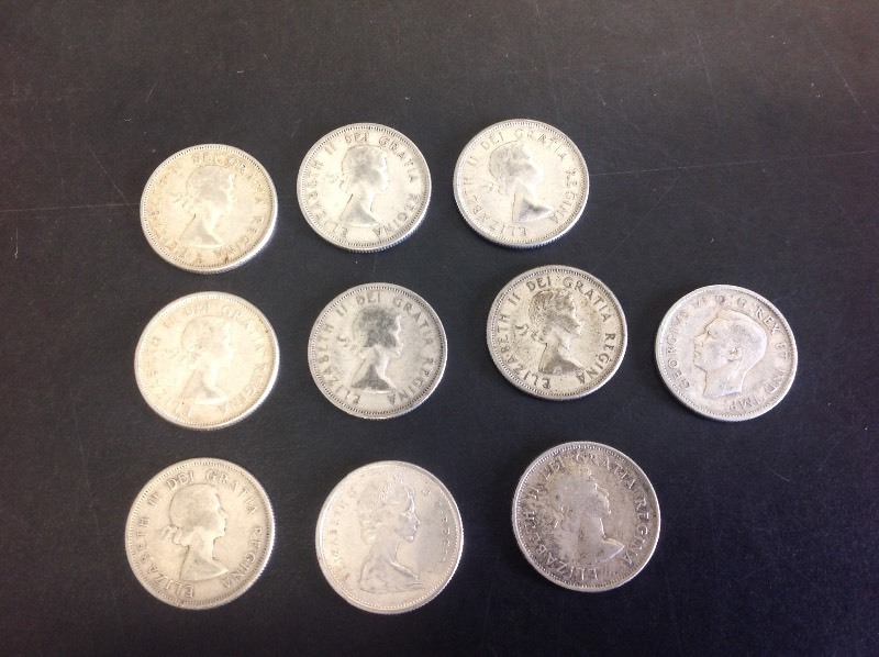 10 - Canadian Quarters 80% Silver