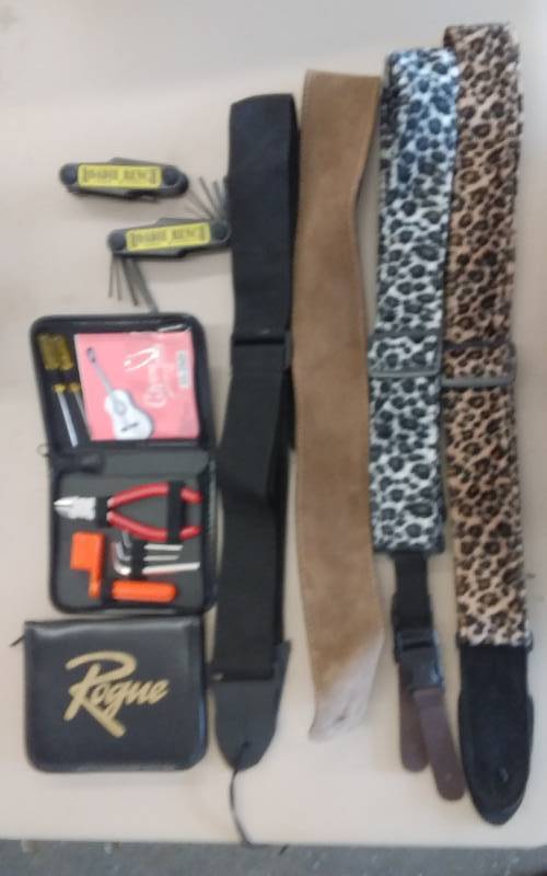 lot 45 image: 4-Guitar Straps, 2-Tool Kits, 2-Wrenches