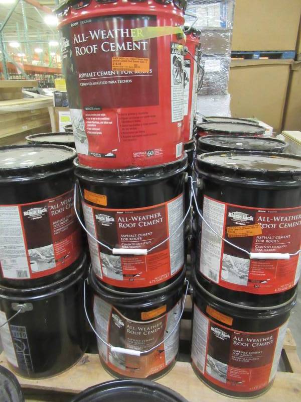 lot 51 image: 7 Containers of BLACK JACK 4.75-Gallon Fibered Waterproofer Cement Roof Sealant 6230-9-30.