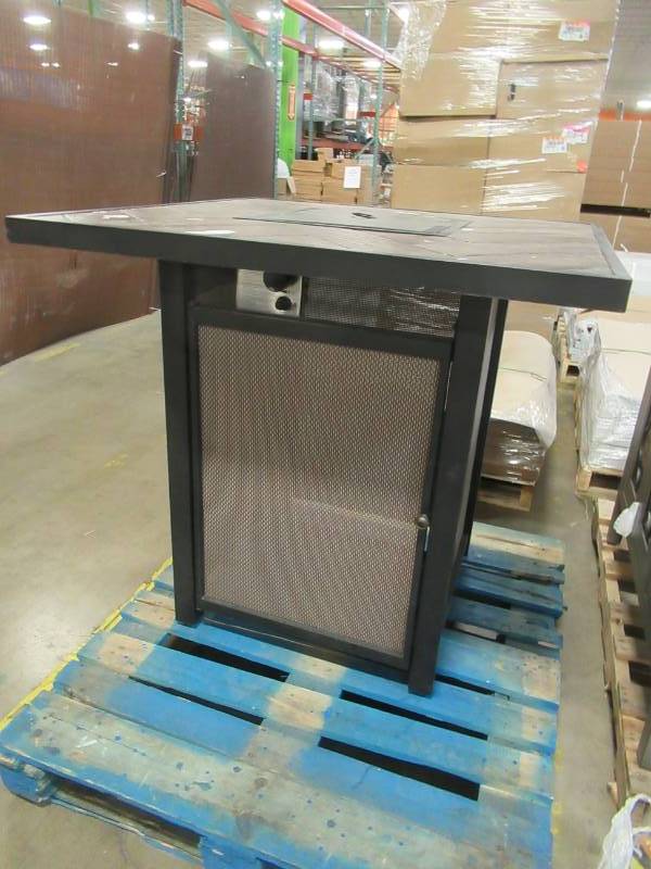 lot 55 image: allen  roth 38-in W 40000-BTU Brown Tabletop Steel Propane Gas Fire Table FG-BKV32CHFP