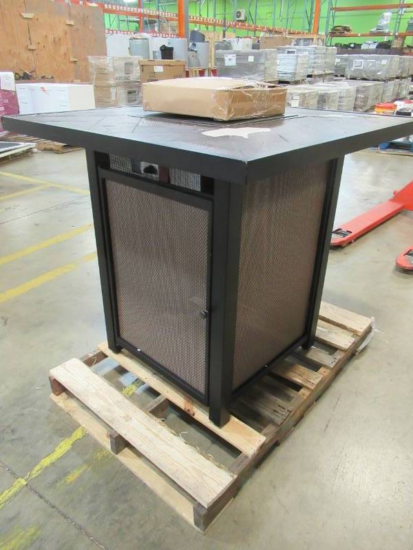 lot 119 image: allen  roth 38-in W 40000-BTU Brown Tabletop Steel Propane Gas Fire Table FG-BKV32CHFP