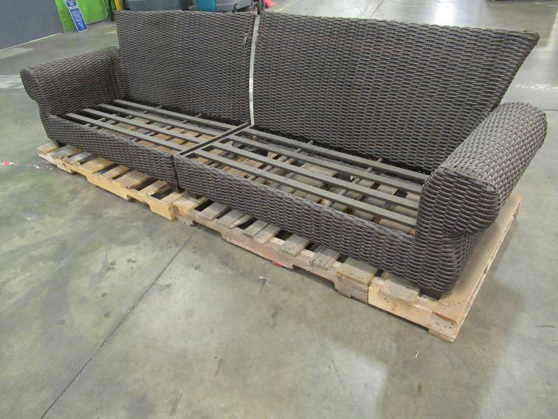 lot 156 image: 2 WickerRattan Lounge Chairs In nice condition, Missing Cushions.