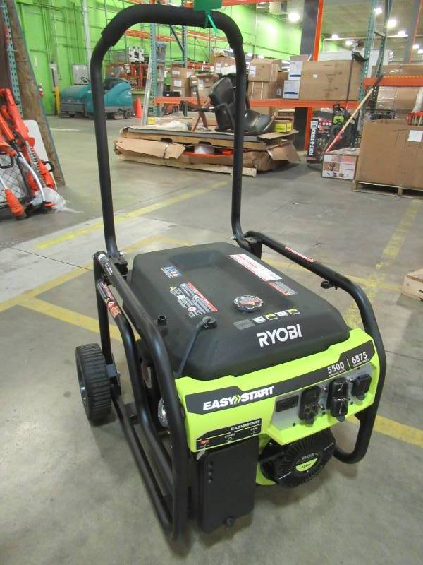 lot 138 image: Ryobi 5,500-Watt Gasoline Powered Portable Generator, RY905500 -  NEW Out of Box