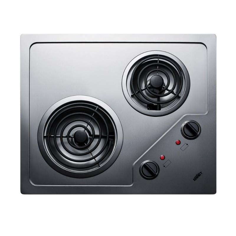 lot 126 image: Summit 21 in. Coil Electric Cooktop in Stainless Steel with 2 Elements, CR2B122 - New in Box