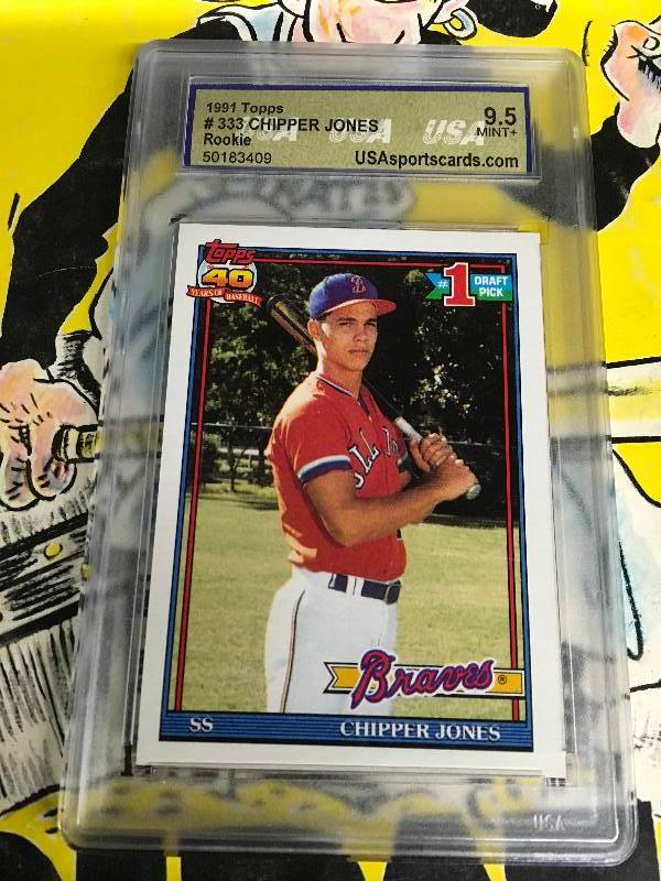 lot 250 image: 1991 Topps #333 Chipper Jones Rookie Card 9.5 Mint