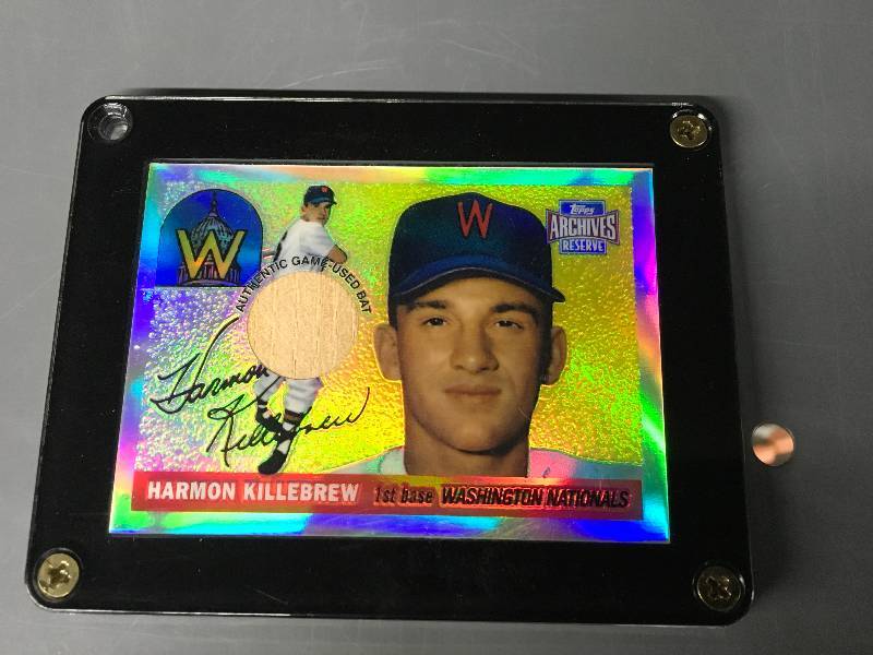 lot 266 image: Harmon Killebrew Game Used Bat Refractor Card Plaque