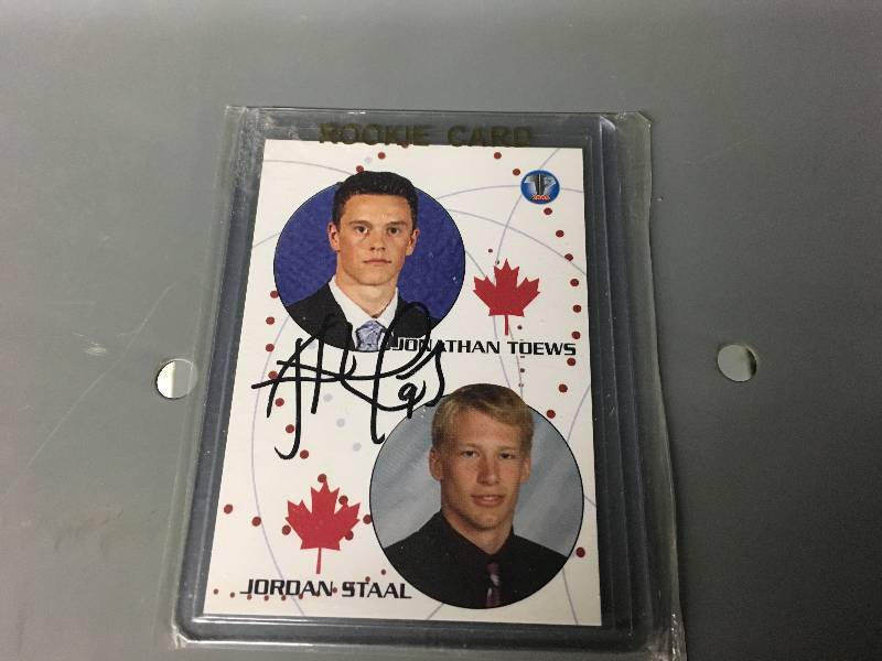 lot 272 image: Autographed Jonathan Toews Jordan Staal Card