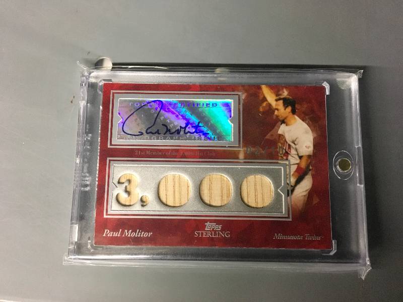 lot 284 image: Paul Molitor 3,000th Hit Signed Game Used Card