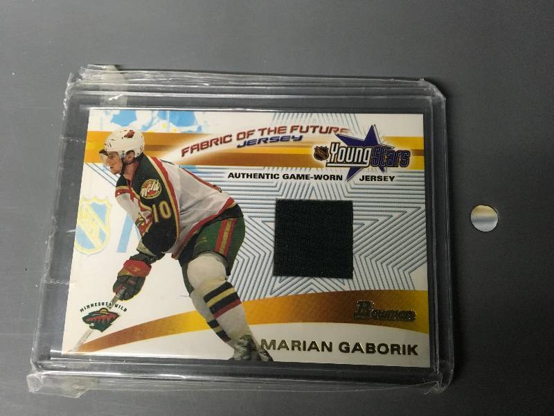 lot 292 image: Marian Gaborik Authentic Game Worn Jersey Card