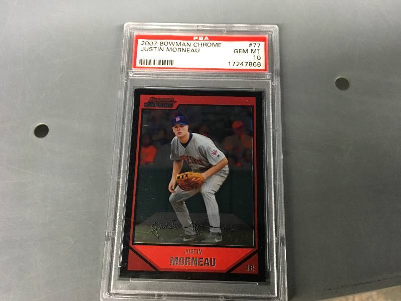 lot 309 image: 2007 Bowman Chrome Justin Morneau 10 Mint Card