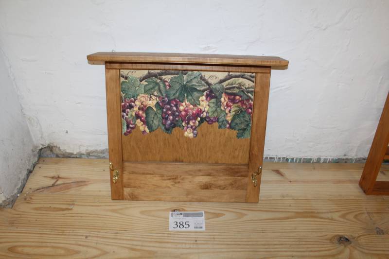 lot 385 image: Wooden shelf with coat hooks