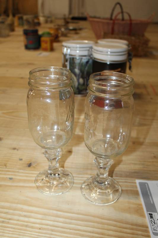 lot 449 image: Mason jars wine glasses