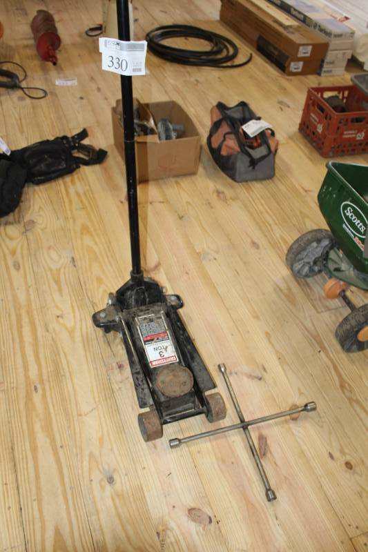 lot 330 image: Craftsman floor jack and T wrench