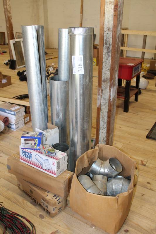lot 318 image: HVAC ductwork, connectors, elbows and lots of new parts.