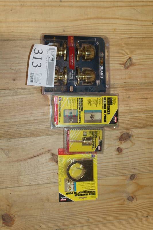 lot 313 image: Door locks, handles and parts.