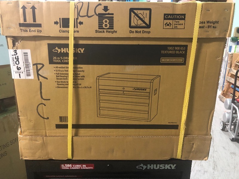 Husky 26 in. 5-Drawer Top Tool Chest in Textured Black in good condition