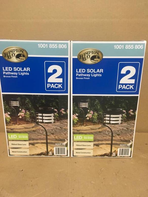 Hampton Bay Solar Bronze Outdoor Integrated LED New Age Pagoda Landscape Path Light (2-Pack) QTY 2 not used
