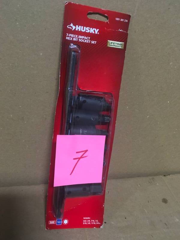 Husky 12 in. Drive Hex Bit Impact Socket Set SAE (7-Piece) In very good condition
