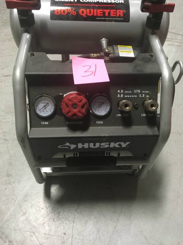 Husky 4.5 Gal. Portable Electric-Powered Silent Air Compressor In very good condition