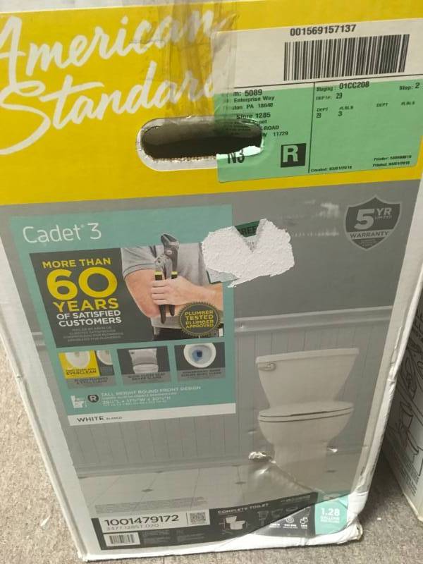 American Standard Cadet 3 Tall Height Complete 2-Piece 1.28 GPF Single Flush Round Toilet in White with Slow Close Seat
