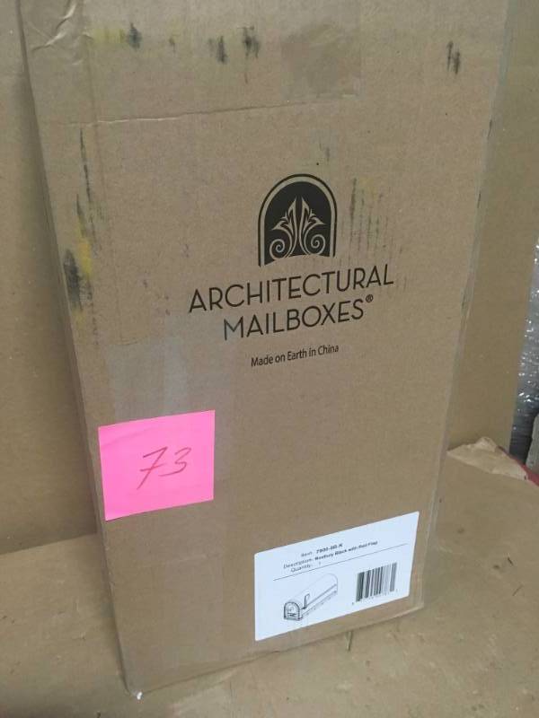 Architectural Mailboxes Roxbury Post Mount Mailbox Black with Premium Cast Aluminum Knob and Red Flag In very good condition