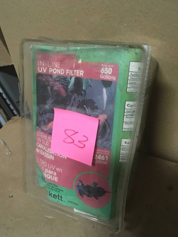 Beckett In-Line UV Pond Filter - Ponds up to 650 Gallons 9 Watt UV - (Use Pumps