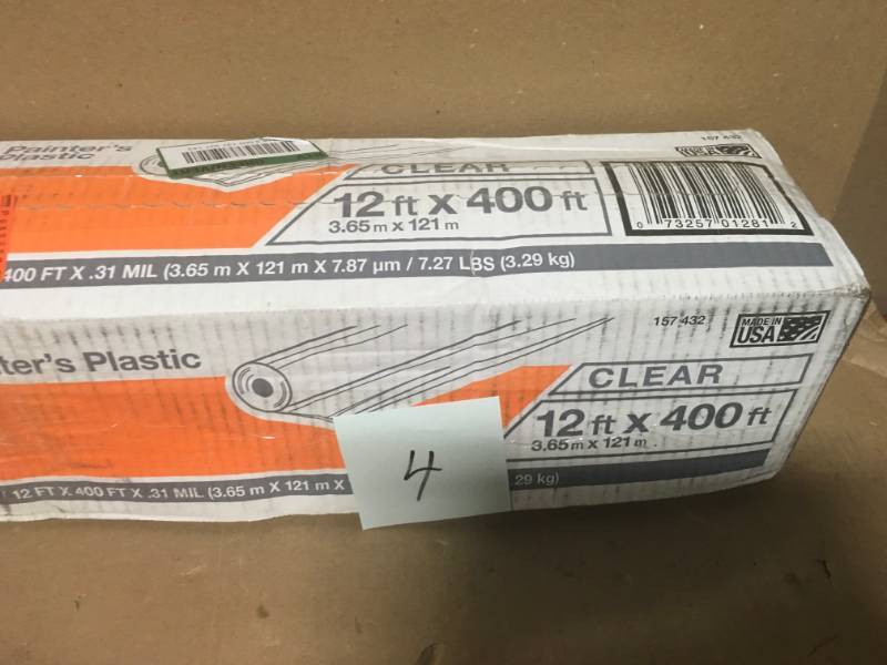 HDX 12 ft. x 400 ft. 0.31 mil High Density Painters Plastic Sheeting n very good condition