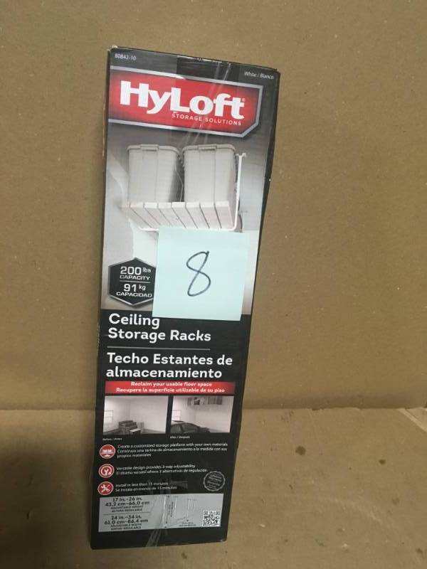 HyLoft 33 in. W x 34 in. D Adjustable Garage Ceiling Mount Storage Racks n very good condition